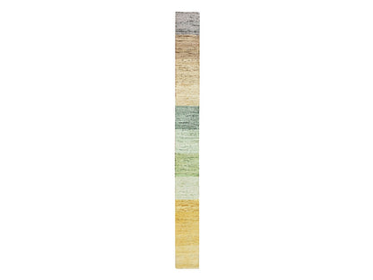 Brown 1'0" x 11'2" Modern and Contemporary Hand knotted Wool/Silk Rug - Sku: O075668