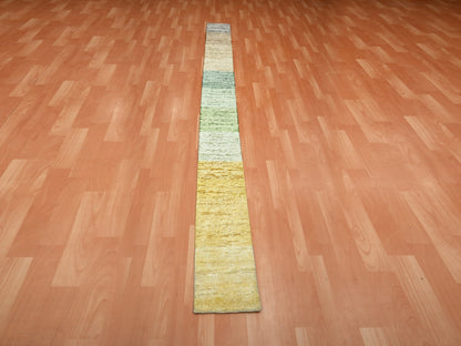 Brown 1'0" x 11'2" Modern and Contemporary Hand knotted Wool/Silk Rug - Sku: O075668