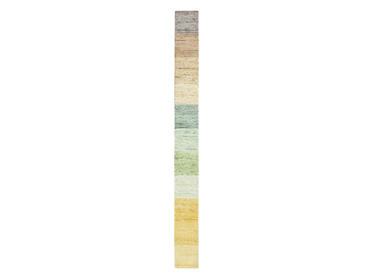 Brown 1'0" x 11'2" Modern and Contemporary Hand knotted Wool/Silk Rug - Sku: O075669