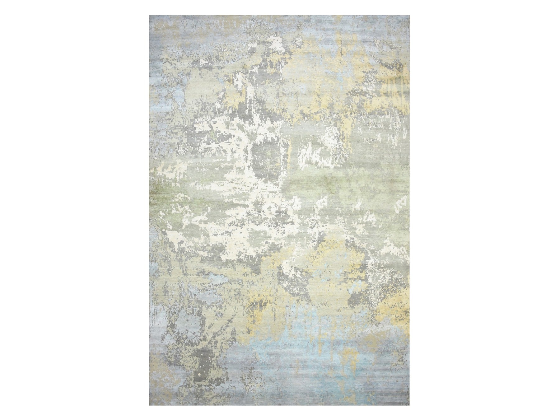 Grey 11'10" x 18'5" Modern and Contemporary Hand knotted Wool/Silk Rug - Sku: O075672