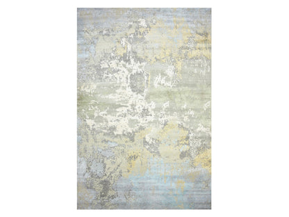 Modern / Contemporary hand-knotted wool/silk rug in Gray, 11'10" x 18'5" — SKU O075672