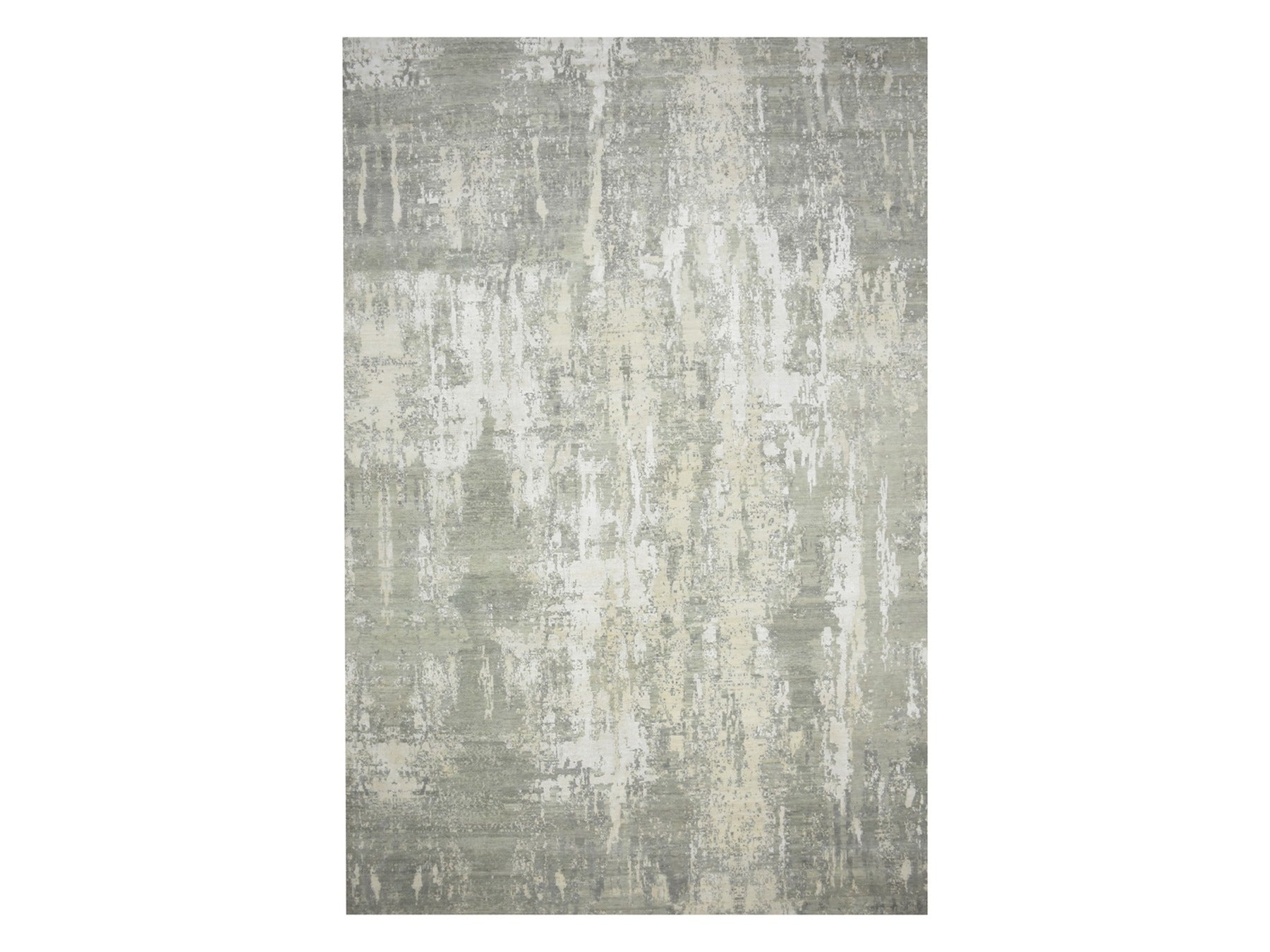 Grey 11'11" x 18'0" Modern and Contemporary Hand knotted Wool/Silk Rug - Sku: O075673