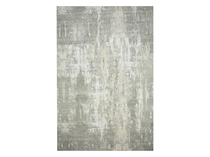 Modern / Contemporary hand-knotted wool/silk rug in Gray, 11'11" x 18' — SKU O075673