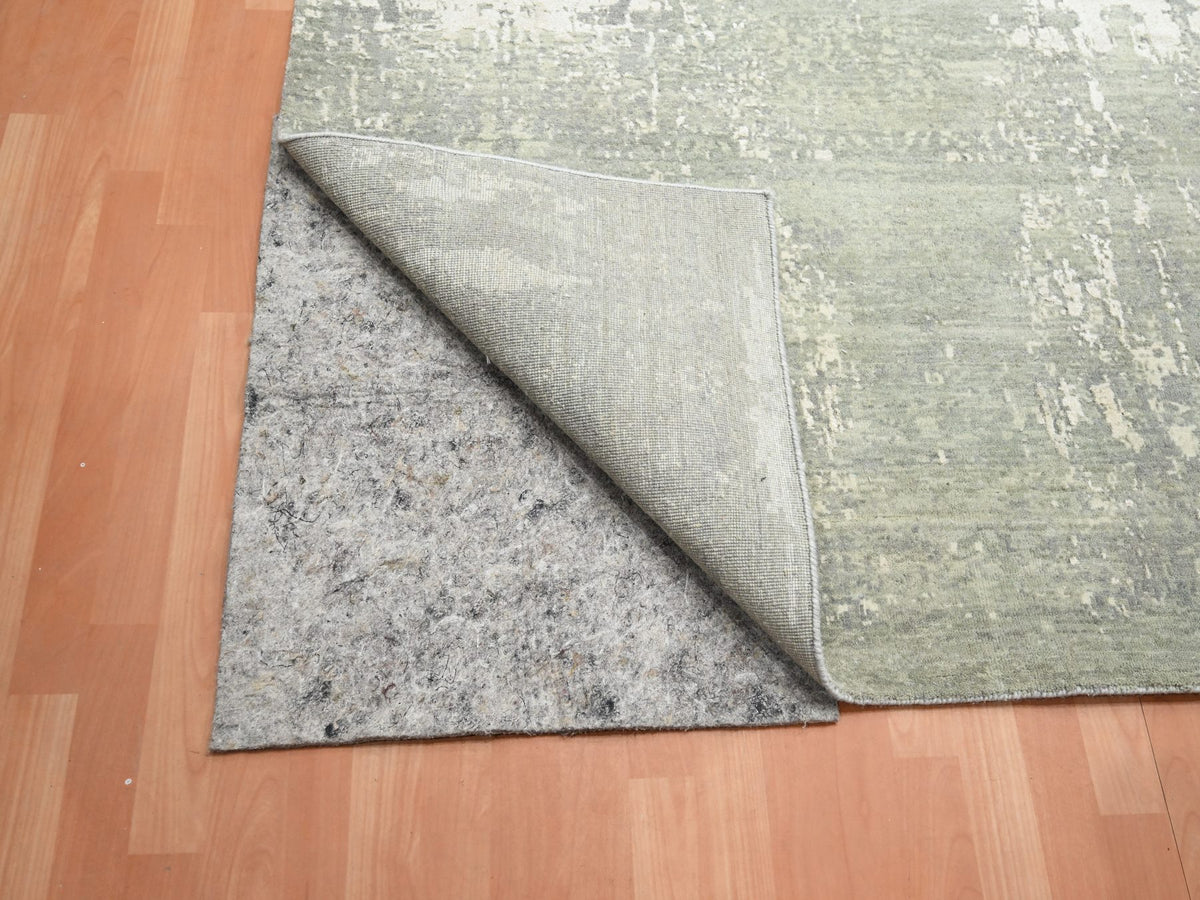 Modern / Contemporary hand-knotted wool/silk rug in Gray, 11'11" x 18' — SKU O075673 (view 4)