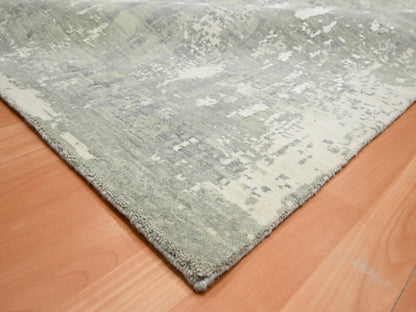 Modern / Contemporary hand-knotted wool/silk rug in Gray, 11'11" x 18' — SKU O075673 (view 6)