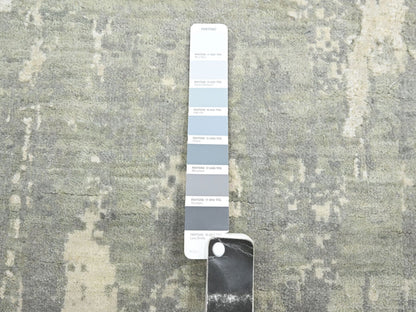 Modern / Contemporary hand-knotted wool/silk rug in Gray, 11'11" x 18' — SKU O075673 (view 7)