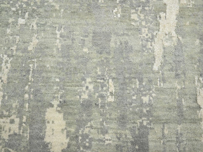 Modern / Contemporary hand-knotted wool/silk rug in Gray, 11'11" x 18' — SKU O075673 (view 8)