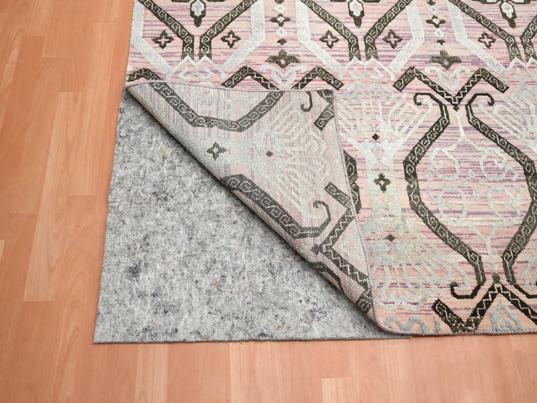 Tribal & Geometric hand-knotted wool/silk rug in Purple, 10' x 14'2" — SKU O075676 (view 4)