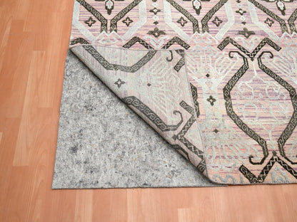 Tribal & Geometric hand-knotted wool/silk rug in Purple, 10' x 14'2" — SKU O075676 (view 4)
