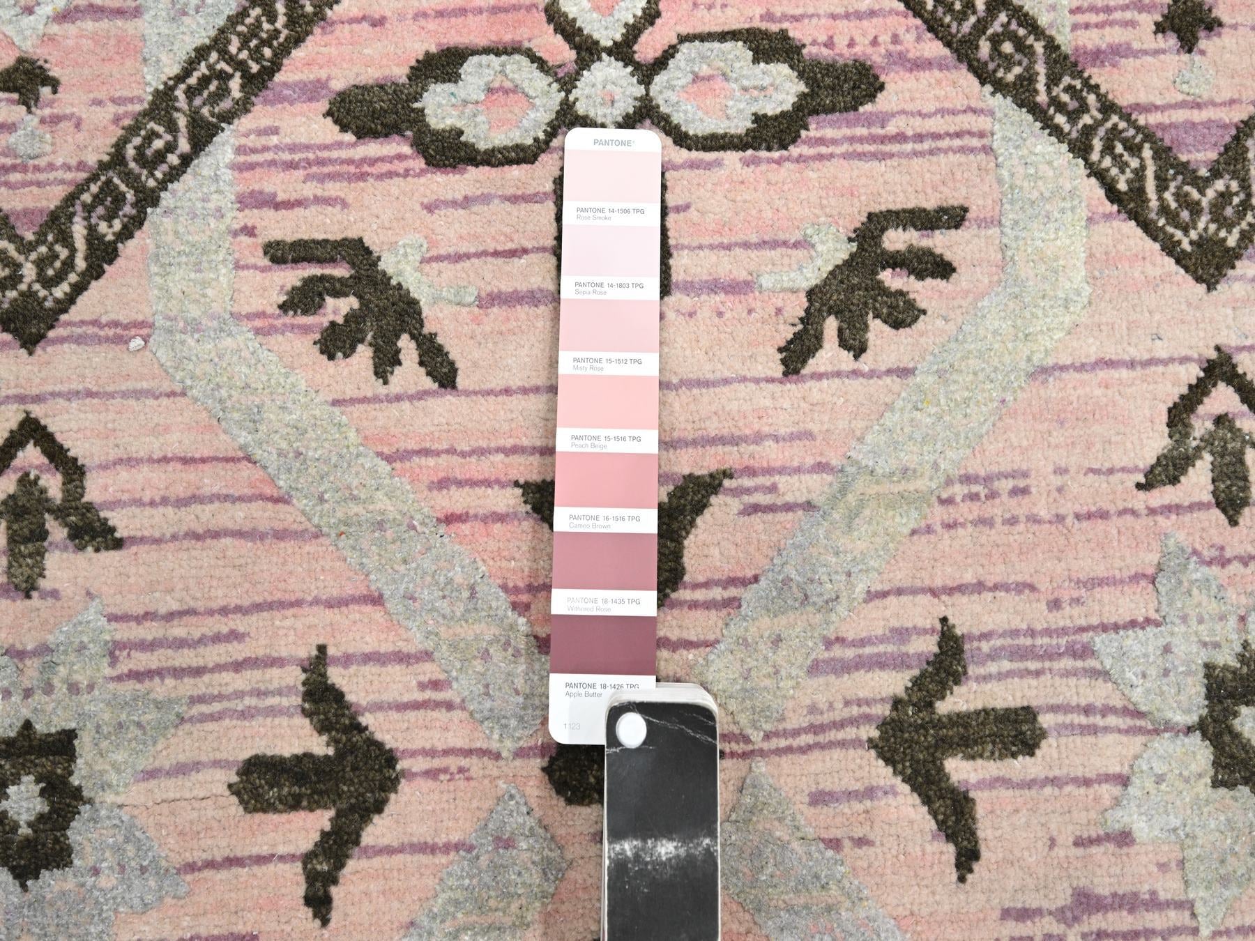 Tribal & Geometric hand-knotted wool/silk rug in Purple, 10' x 14'2" — SKU O075676 (view 7)