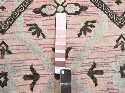 Tribal & Geometric hand-knotted wool/silk rug in Purple, 10' x 14'2" — SKU O075676 (view 7)
