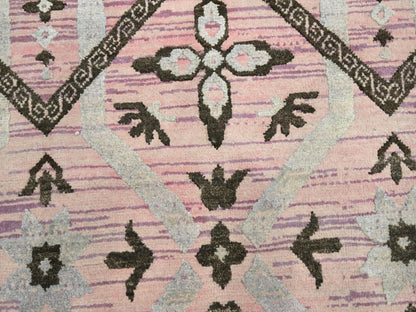 Tribal & Geometric hand-knotted wool/silk rug in Purple, 10' x 14'2" — SKU O075676 (view 8)