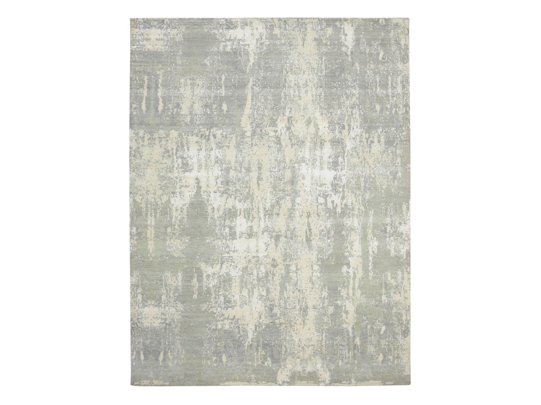 Modern / Contemporary hand-knotted wool/silk rug in Gray, 9' x 11'11" — SKU O075678