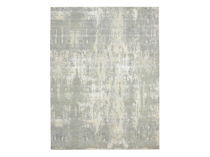 Modern / Contemporary hand-knotted wool/silk rug in Gray, 9' x 11'11" — SKU O075678