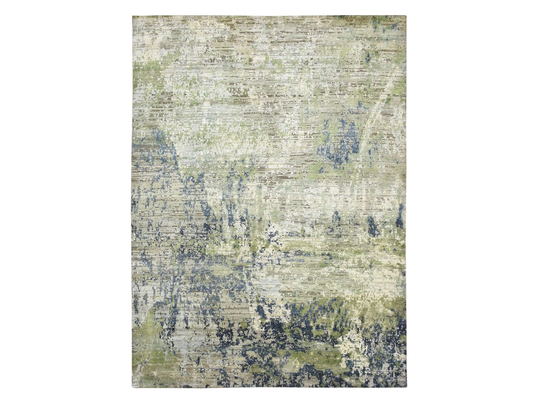 Green 8'9" x 12'0" Modern and Contemporary Hand knotted Wool/Silk Rug - Sku: O075679