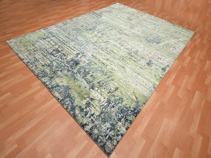 Green 8'9" x 12'0" Modern and Contemporary Hand knotted Wool/Silk Rug - Sku: O075679