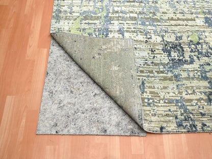 Green 8'9" x 12'0" Modern and Contemporary Hand knotted Wool/Silk Rug - Sku: O075679
