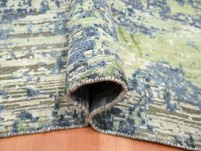Green 8'9" x 12'0" Modern and Contemporary Hand knotted Wool/Silk Rug - Sku: O075679