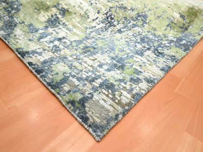 Green 8'9" x 12'0" Modern and Contemporary Hand knotted Wool/Silk Rug - Sku: O075679