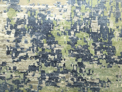 Green 8'9" x 12'0" Modern and Contemporary Hand knotted Wool/Silk Rug - Sku: O075679