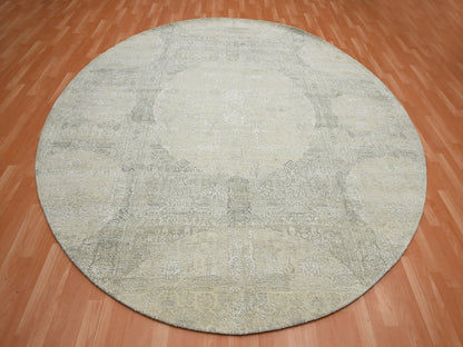 Modern / Contemporary hand-knotted wool/silk rug in Ivory, 9'9" x 10'1" — SKU O075681 (view 2)