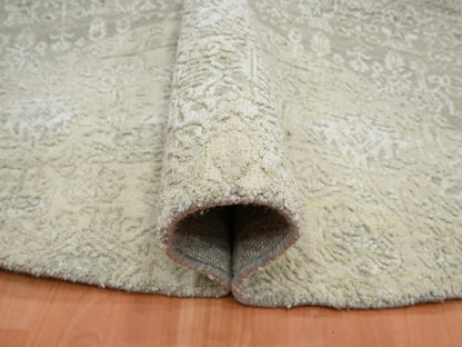 Modern / Contemporary hand-knotted wool/silk rug in Ivory, 9'9" x 10'1" — SKU O075681 (view 5)