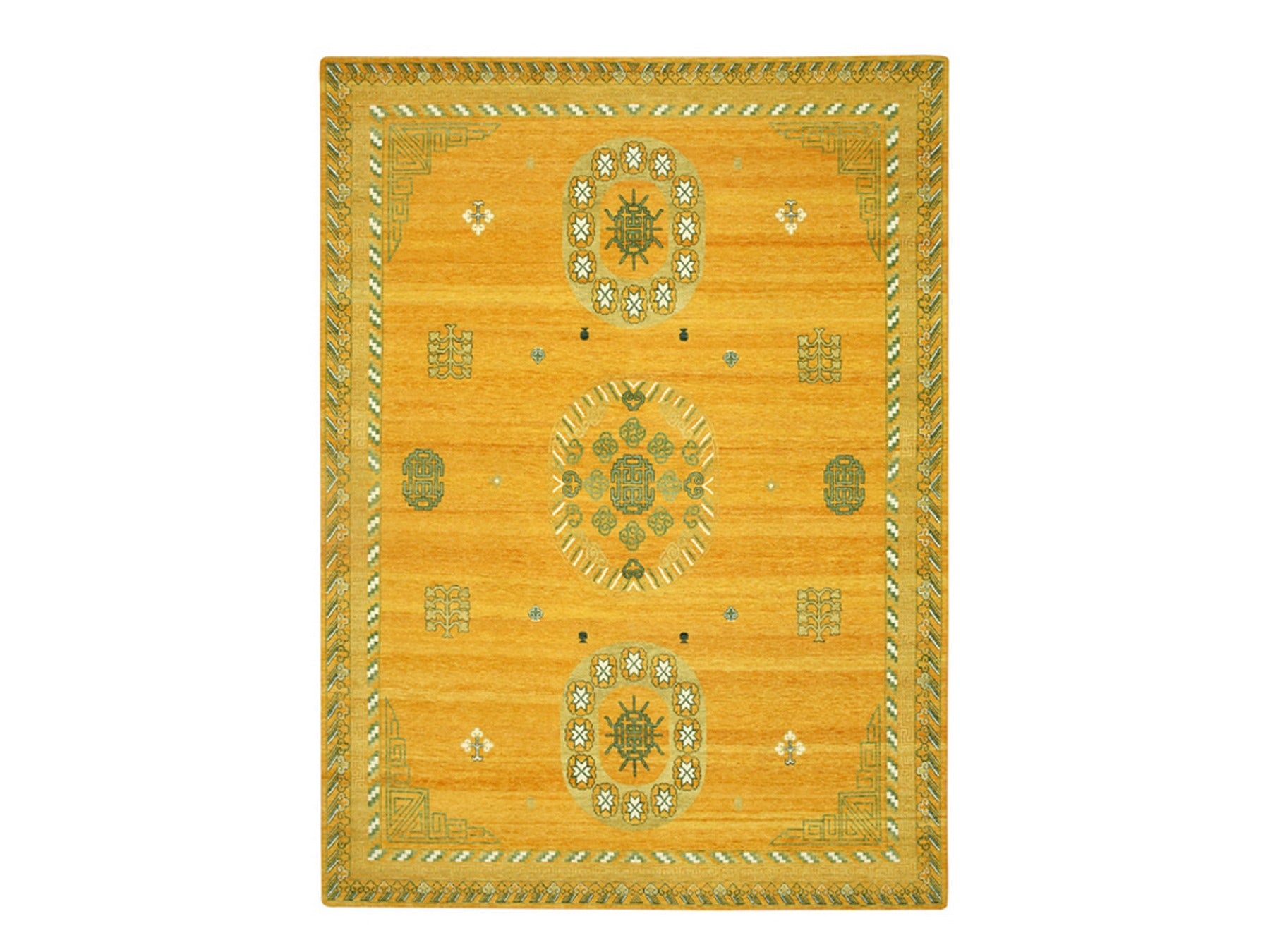 Khotan Khotan hand-knotted wool rug in Yellow & Brown, 9' x 12'4" — SKU O075685