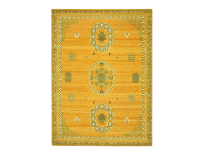 Khotan Khotan hand-knotted wool rug in Yellow & Brown, 9' x 12'4" — SKU O075685