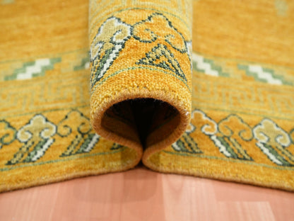 Khotan Khotan hand-knotted wool rug in Yellow & Brown, 9' x 12'4" — SKU O075685 (view 5)