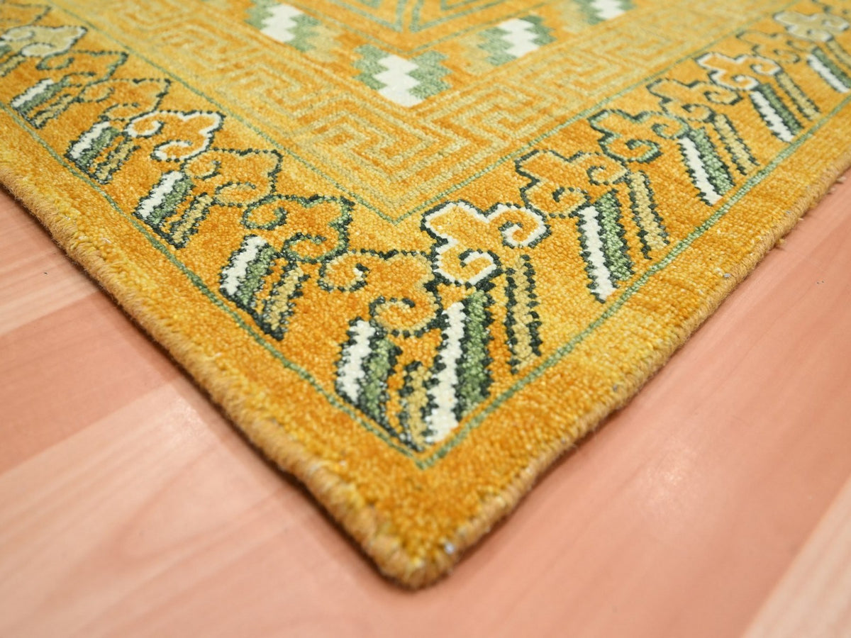 Khotan Khotan hand-knotted wool rug in Yellow & Brown, 9' x 12'4" — SKU O075685 (view 6)