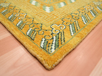 Khotan Khotan hand-knotted wool rug in Yellow & Brown, 9' x 12'4" — SKU O075685 (view 6)