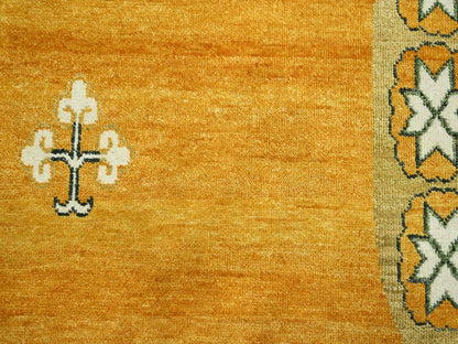 Khotan Khotan hand-knotted wool rug in Yellow & Brown, 9' x 12'4" — SKU O075685 (view 8)