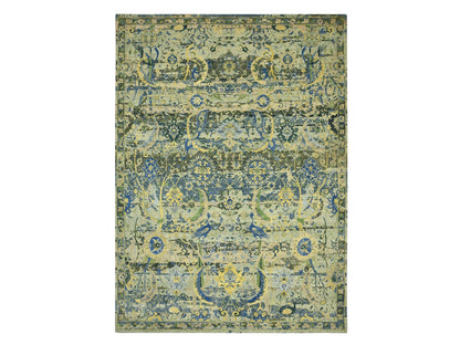 Green 10'1" x 14'1" Transitional Hand knotted Wool Rug - Sku: O075686