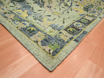 Green 10'1" x 14'1" Transitional Hand knotted Wool Rug - Sku: O075686