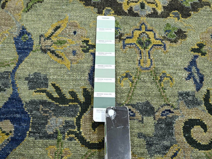 Green 10'1" x 14'1" Transitional Hand knotted Wool Rug - Sku: O075686