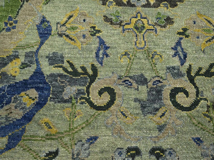 Green 10'1" x 14'1" Transitional Hand knotted Wool Rug - Sku: O075686