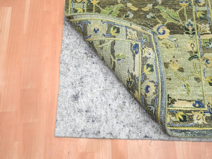 Green 2'7" x 10'5" Transitional Hand knotted Wool Rug - Sku: O075688