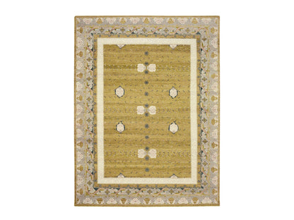 Transitional hand-knotted wool rug in Yellow & Gray, 9'1" x 12'1" — SKU O075692