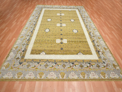 Transitional hand-knotted wool rug in Yellow & Gray, 9'1" x 12'1" — SKU O075692 (view 2)