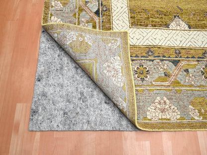 Transitional hand-knotted wool rug in Yellow & Gray, 9'1" x 12'1" — SKU O075692 (view 4)