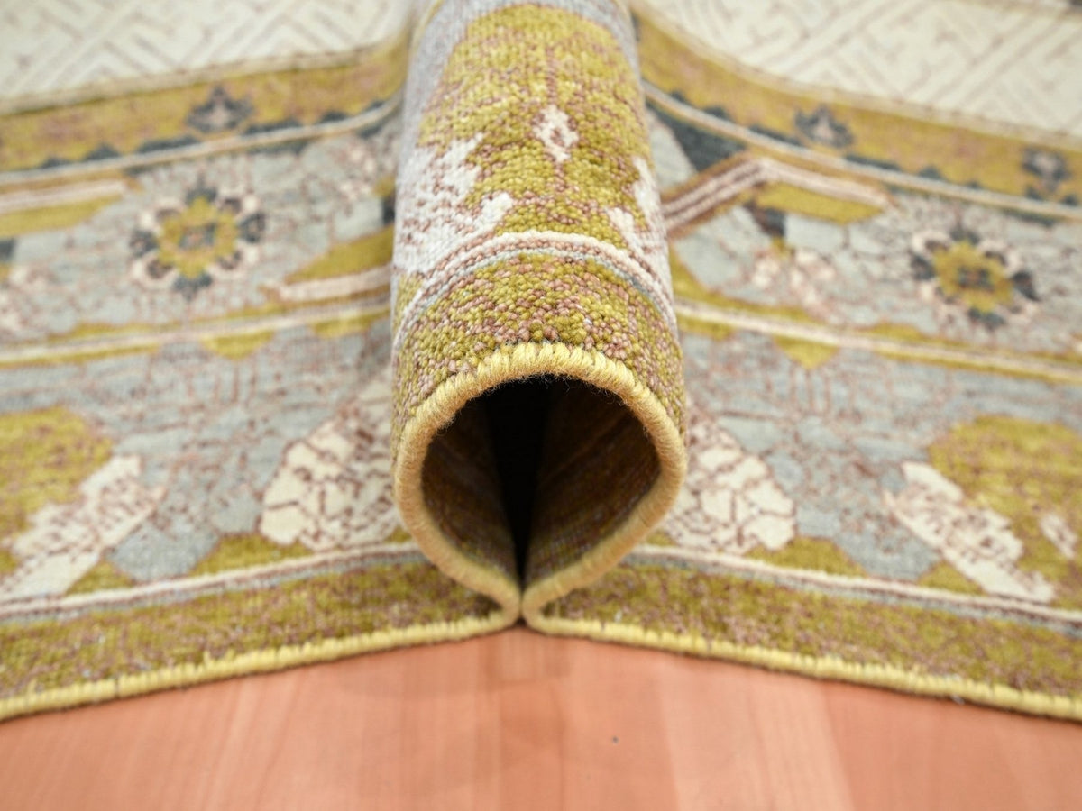 Transitional hand-knotted wool rug in Yellow & Gray, 9'1" x 12'1" — SKU O075692 (view 5)
