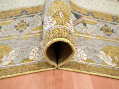Transitional hand-knotted wool rug in Yellow & Gray, 9'1" x 12'1" — SKU O075692 (view 5)