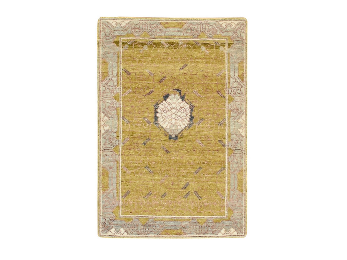 Transitional hand-knotted wool rug in Yellow & Gray, 2'1" x 3'1" — SKU O075693