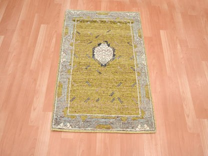 Transitional hand-knotted wool rug in Yellow & Gray, 2'1" x 3'1" — SKU O075693 (view 2)