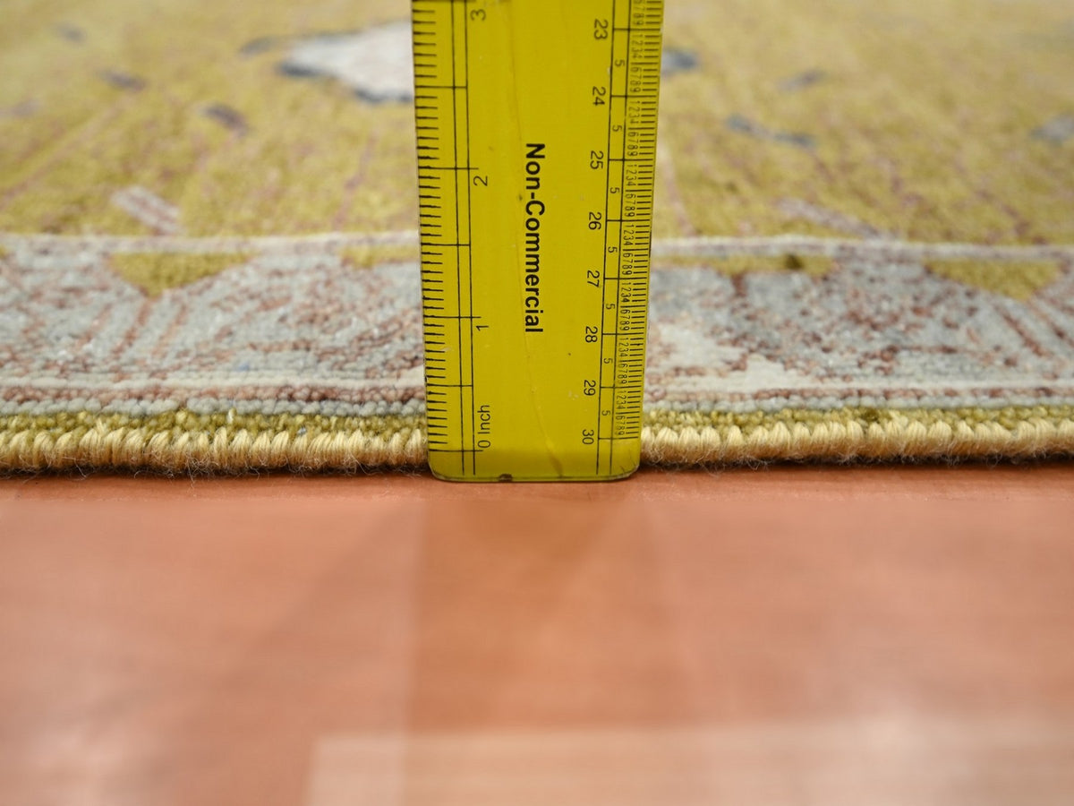 Transitional hand-knotted wool rug in Yellow & Gray, 2'1" x 3'1" — SKU O075693 (view 3)