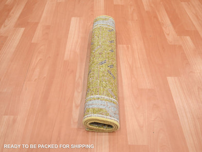 Transitional hand-knotted wool rug in Yellow & Gray, 2'1" x 3'1" — SKU O075693 (view 5)