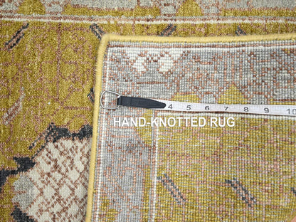 Transitional hand-knotted wool rug in Yellow & Gray, 2'1" x 3'2" — SKU O075694 (view 4)
