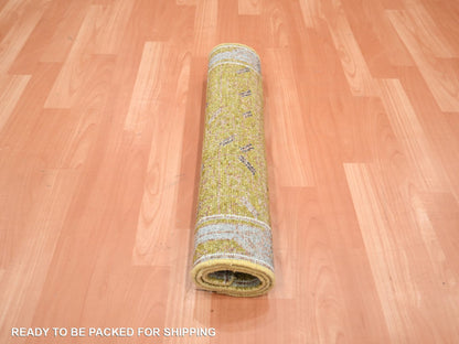 Transitional hand-knotted wool rug in Yellow & Gray, 2'1" x 3'2" — SKU O075694 (view 5)