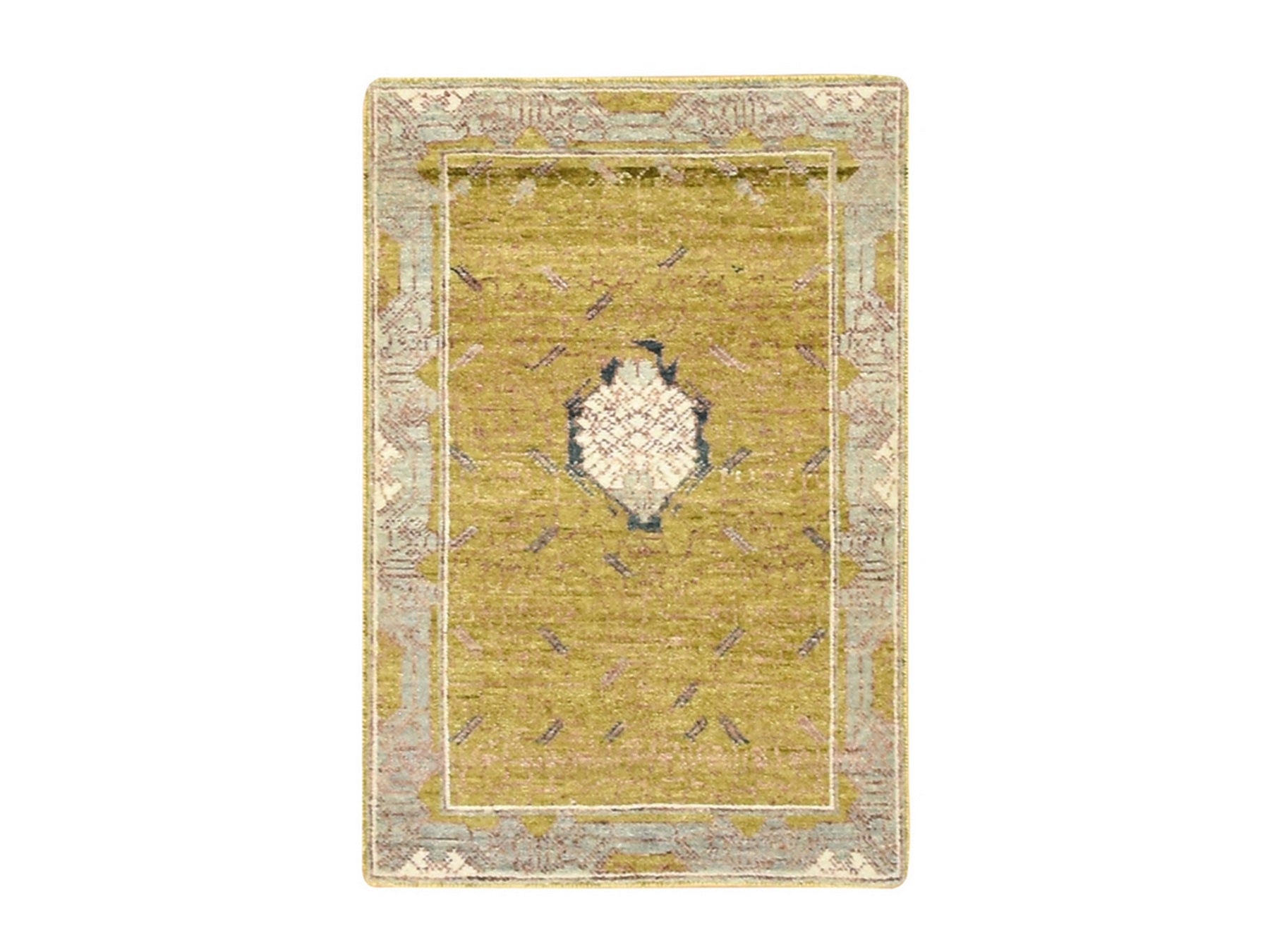 Transitional hand-knotted wool rug in Yellow & Gray, 2'1" x 3'1" — SKU O075695