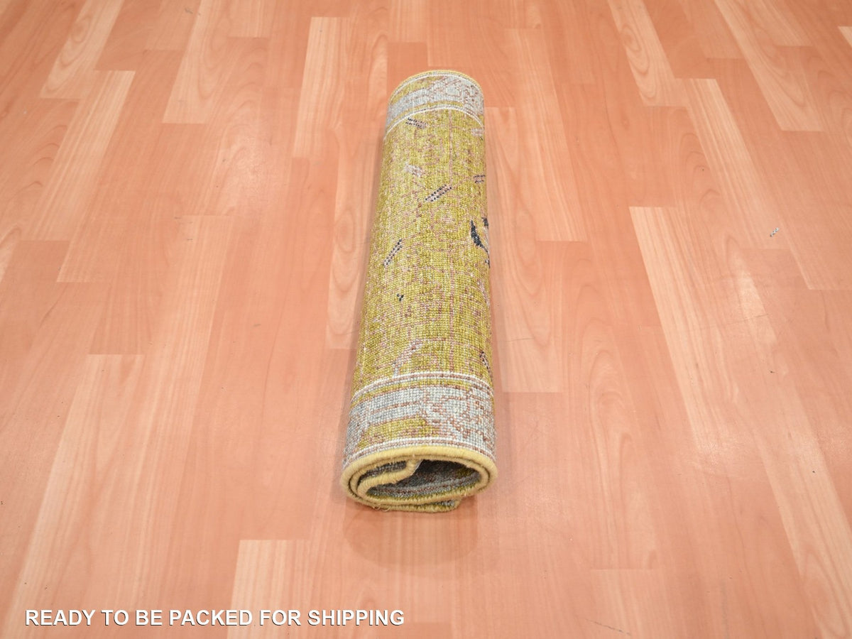 Transitional hand-knotted wool rug in Yellow & Gray, 2'1" x 3'1" — SKU O075695 (view 5)